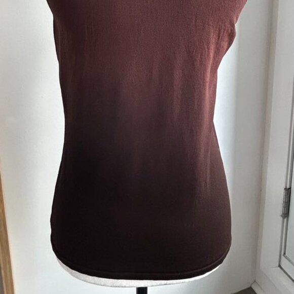 MARIE CLAIRE Chocolate Brown Embellished Sleeveless Ombré Top – US S - Picture 6 of 7